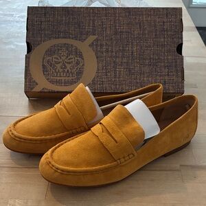 Born Mustard Suede Penny Loafers